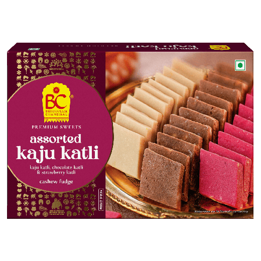 ASSORTED KAJU KATLI (Kaju Katli, Chocolate Katli & Strawberry Katli)